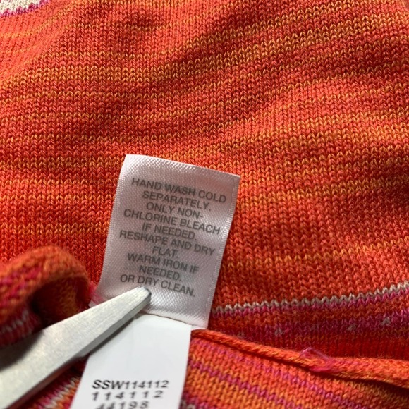 J. Jill Womens Cardigan Sweater Size XSP Orange Striped Open Front Long Sleeves - Picture 8 of 8